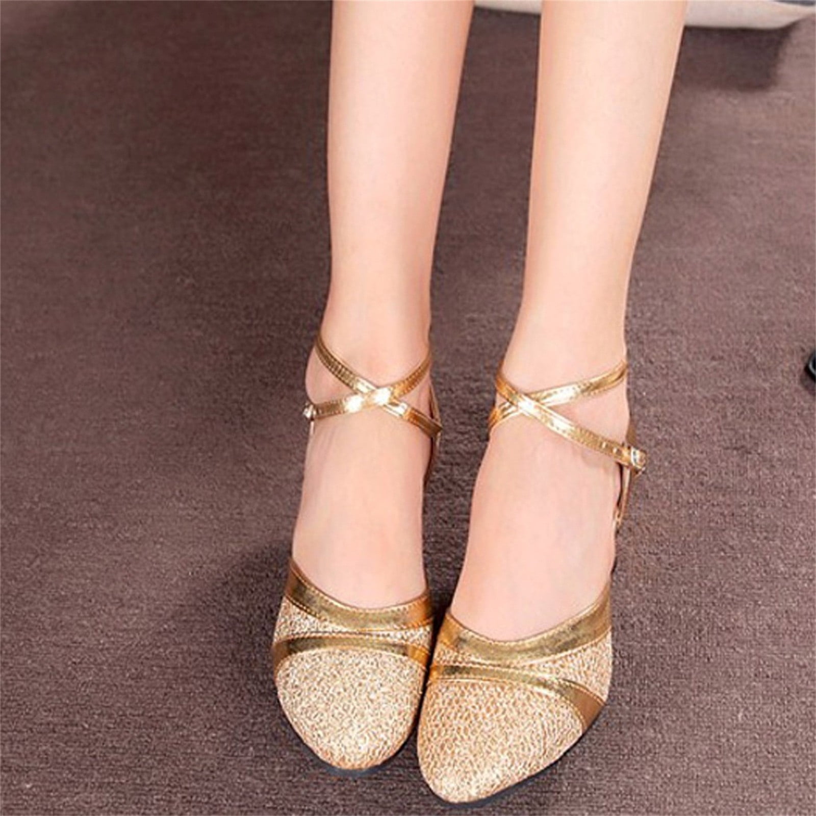 Mysoft Women's Rhinestone Bow Pumps - Pointed Toe Wedding Shoes With Ankle Strap & Kitten Heels - View #2