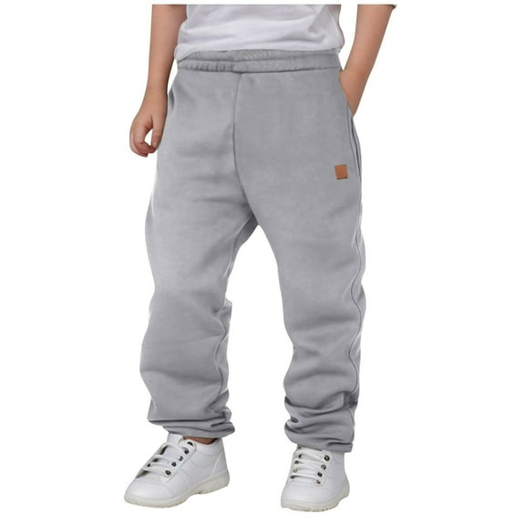 NAISIBABY Boys Sweatpants with Pockets, Elastic Waist Taper Leg Casual Soft Kids Full Length Jogger Pants Gray 12T