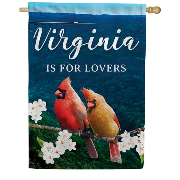 America Forever Virginia State House Flag- 28 x 40 inches- Virginia Cardinals and Dogwood Flowers USA Regional Yard Outdoor Decorative Double Sided Flag