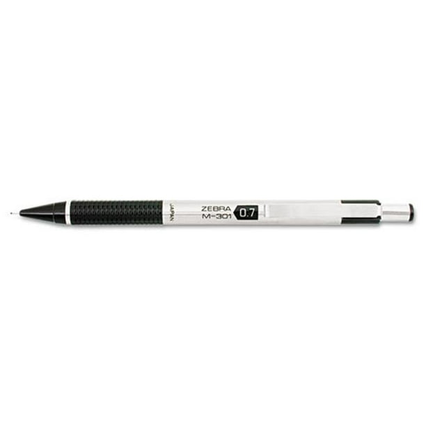 Zebra Pen Corp. 54310 M-301 Crayon Mécanique&44; 0,7 mm&44; Acier Inoxydable avec Barillet Accents Noirs