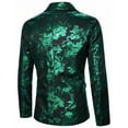 thumbnail image 4 of Wyobmus Men's Sequin Blazer Sparkly Glitter Jacket Shiny Floral One Button Suit Jacket Stylish Party Wedding Banquet Prom B-Green, 4 of 4