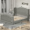 thumbnail image 2 of Nathaniel Home Jennifer King Beds, Velvet Upholstered Tufted Bed, Platform Bed Frame with Diamond, Low Profile Platform Beds Strong Wooden Slats Gray, 2 of 9