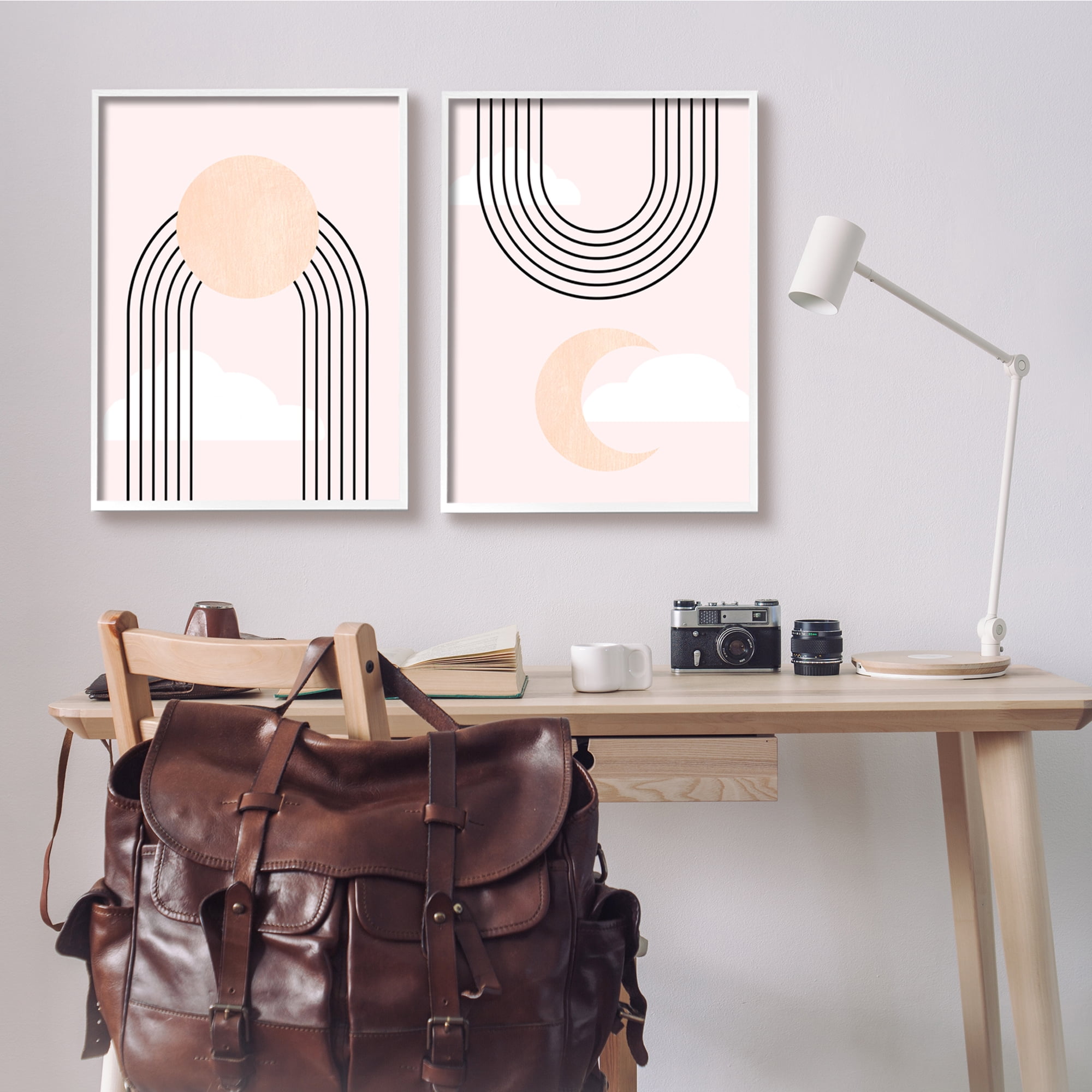 Stupell Industries Rising Sun Rainbow Crescent Moon Abstract Pink Sky, 24 x 30, Design by Daphne Polselli