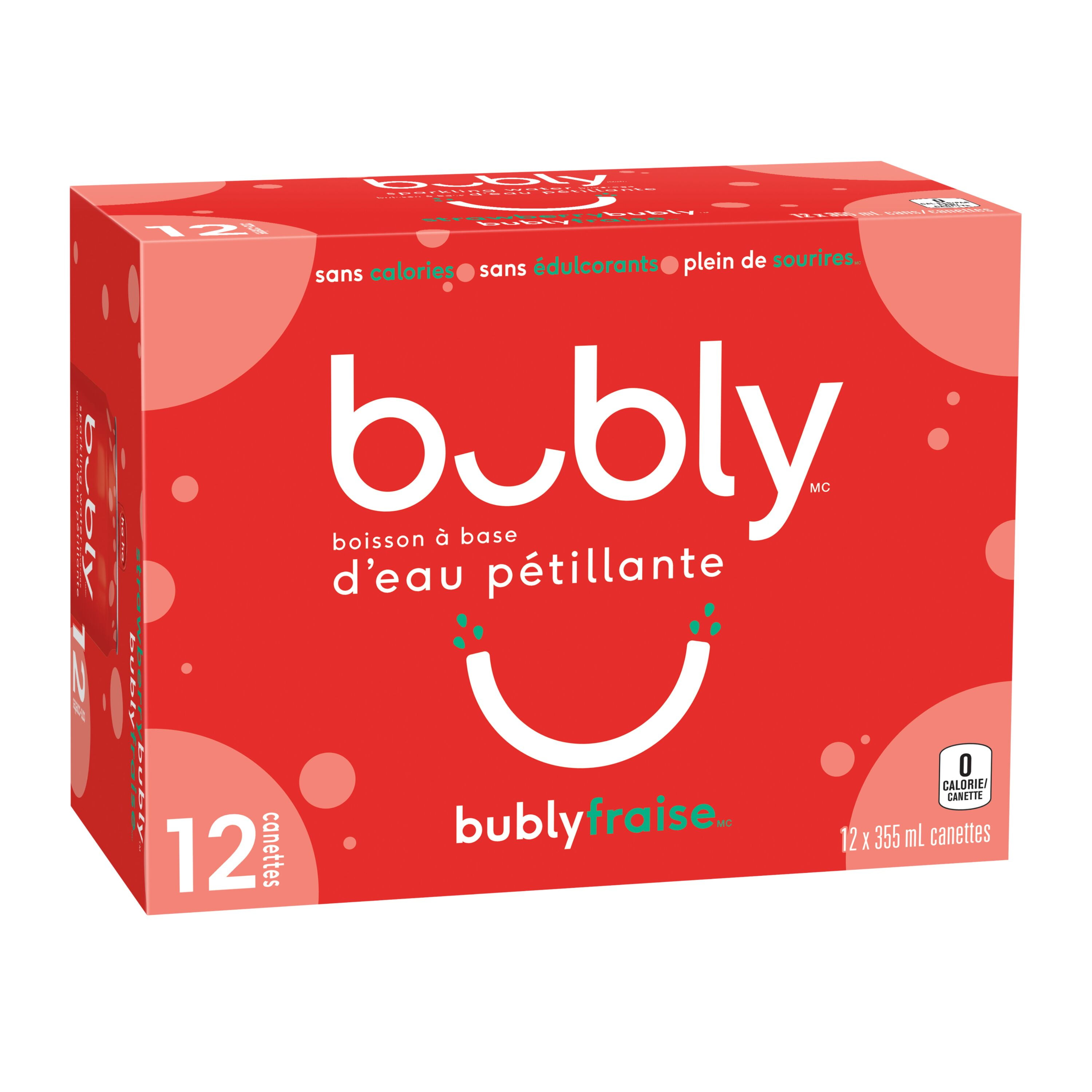 Bubly™ Eau Pétillante Saveur Fraise 12 x355 mL, Canettes