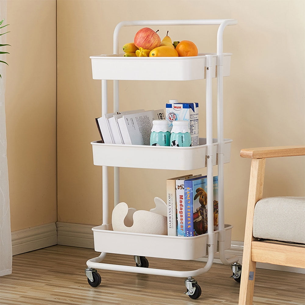 Lowestbest 3-Tier Storage Utility Cart, Mobile Shelving Unit Organizer with 4 Wheels for Home Kitchen Office Lowestbest 3-Tier Storage Utility Cart, Mobile Shelving Unit Organizer with 4 Wheels for Home Kitchen Office
