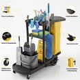 thumbnail image 3 of NORTHSKY Cleaning Carts on Wheels, Janitorial Cart, 3-Shelf Commercial Traditional Plastic Housekeeping Cart Multifunctional Janitorial Cart, with 2 Yellow Vinyl Bag and 2 Pair of Rubber Gloves, 3 of 7