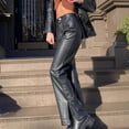 thumbnail image 4 of Giftesty Womens Pants !Fashion Women High Waisted Leather Solid Pants Casual Ladies Stretch Trousers, 4 of 4