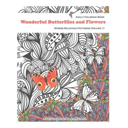 Wonderful Butterflies And Flowers Adult Coloring Book