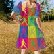 thumbnail image 5 of Vestido de manga corta con estampado de trastes para mujer, vestidos elegantes y chic para bodas y noches., 5 of 7