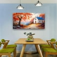 thumbnail image 6 of HFDF Autumn Scenery Canvas Wall Art Wall Decor Living Room,Abstract Wall Art Office Paintings Artwork Modern Abstract Village House Red Tree Pictures Art Prints Ready to Hang- 18x12inch Framed, 6 of 6