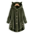 thumbnail image 2 of Women's Plus Size Casual Color Block Sweatshirt Button Hoodie Loose Blouse Warm Coat, 2 of 6