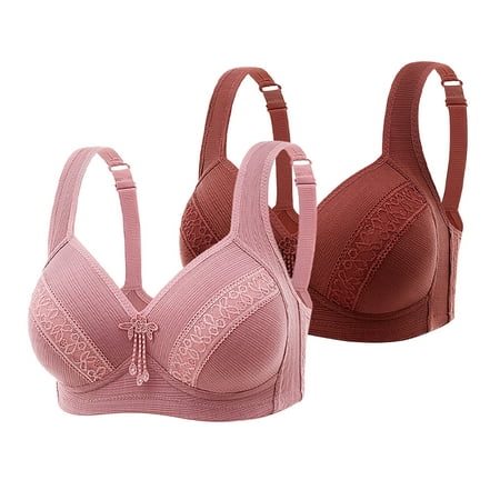 Elvqul Solid Color Bras for Women Plus Size Lightweight Brown Bralette Wireless Nylon 2 Pack Underwear Breathable Comfort Bras