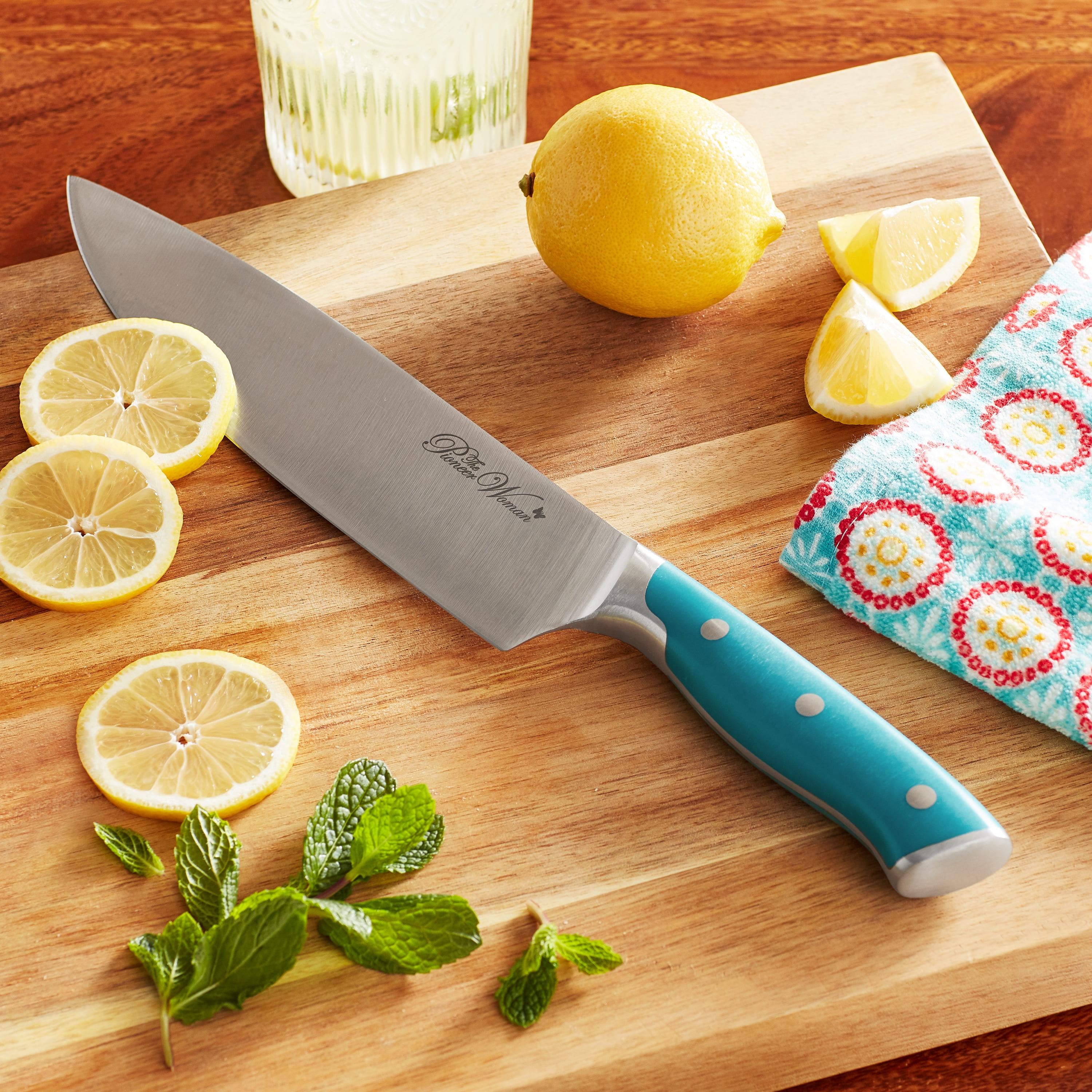 The Pioneer Woman Pioneer Signature Stainless Steel Chef Knife, 8 inch, Teal
