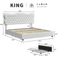 Homfa White King Bed Frame with Drawer, PU Leather Upholstered Storage