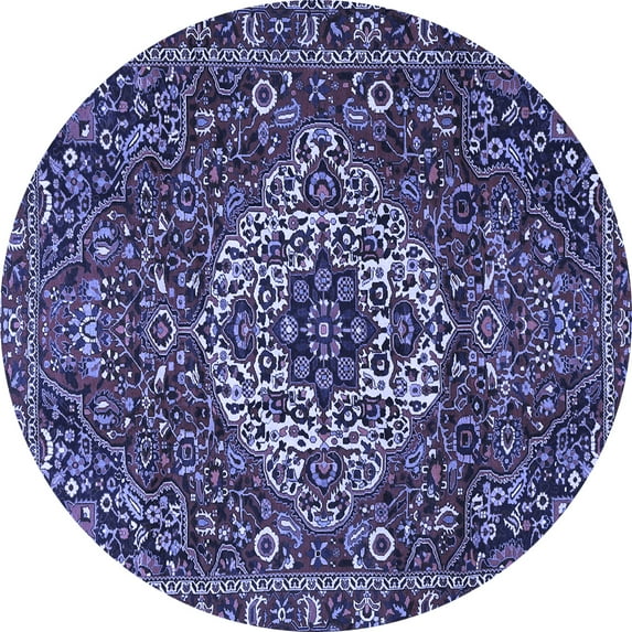 Ahgly Company Machine Washable Indoor Round Persian Blue Traditional Area Rugs, 5' Round