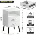 thumbnail image 6 of Nightstand with Charging Station and LED Lights, Night Stand with Drawers and Open Shelf, Wood Bedside Table, Modern End Table for Bedroom, White, 6 of 7
