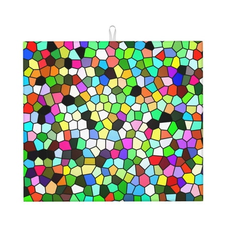

Uemuo Colorful Tie Dye Stained Glass Pattern Dish Drying Mat 16*18 inch Absorbent Dish Drainer Kitchen Counter Large Size Dish Drying Pad for Countertops Sinks Draining Racks