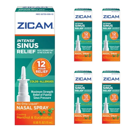 5 Pack - Zicam Intense Sinus Relief Liquid Nasal Gel 0.50oz Each