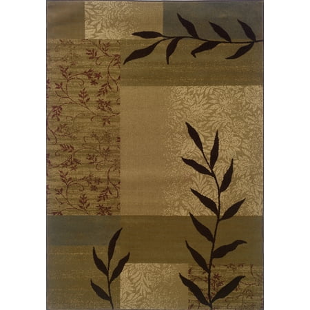 - Moretti Redfield Area Rugs - 2362J Country & Floral Beige Leaf Floral Boxes Squares Rug