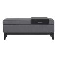 thumbnail image 3 of Oregon 42"W Rectangle Storage Ottoman Bench with Tray in Stone Gray Faux Leather, 3 of 9