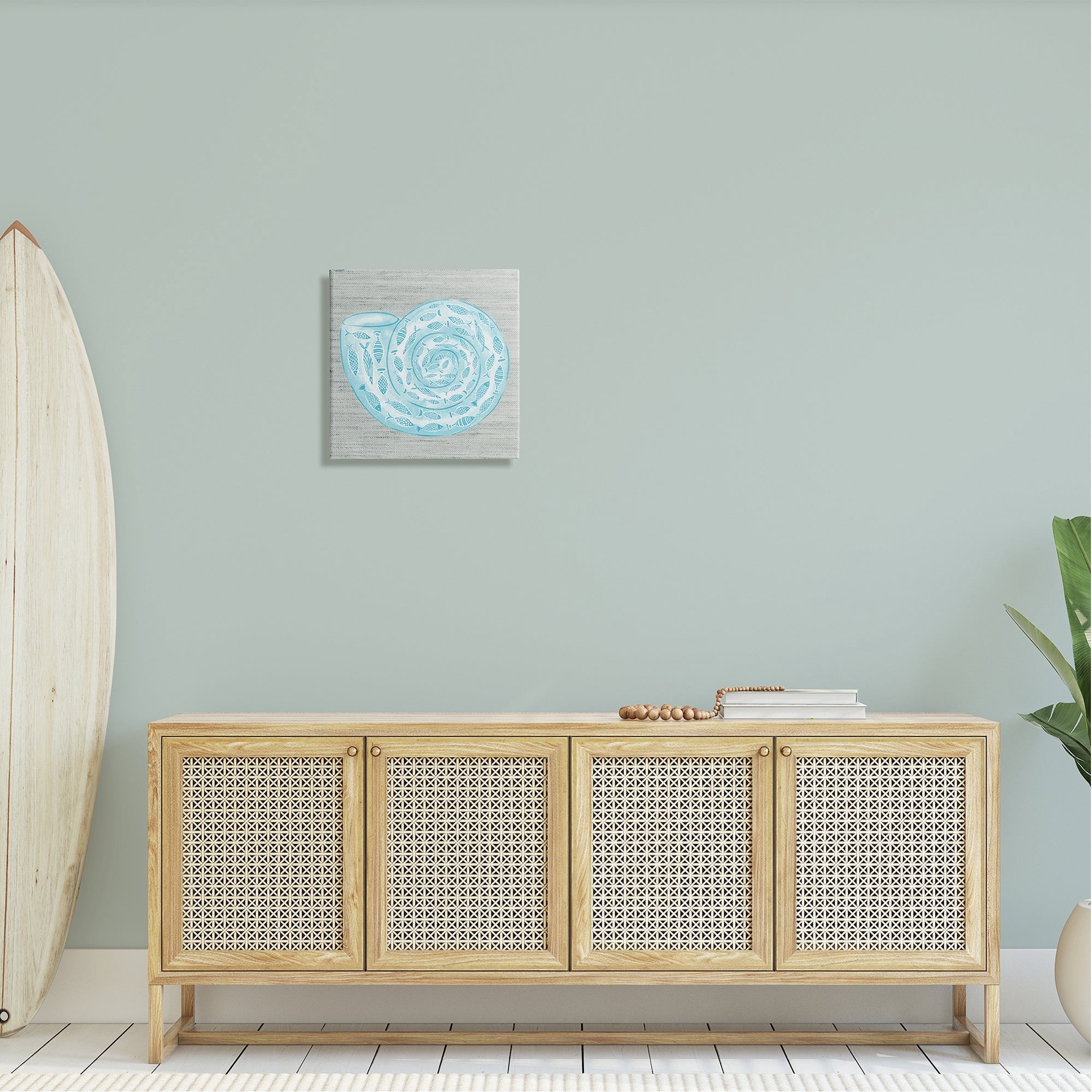 Stupell Industries Fish Patterned Seashell Spiral Shell Sea Life Graphic Art Gallery Wrapped Canvas Print Wall Art, Design by Ziwei Li