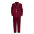 thumbnail image 4 of Riforla Satin Silk Button Down Pajamas PJ's Sets Solid Two Piece Family Matching Sleepwear Loungewear Long Sleeve Silk Nightwear for Men XXL, 4 of 8