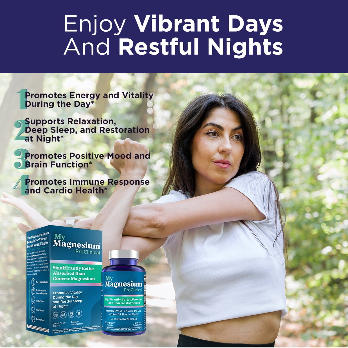 MyMagnesium ProClinical - Magnesium Bisglycinate Chelate Buffered + Zinc + Ashwagandha + More - Allergen Free - Made Without GMO - Purity Products - 90 Clean Finish SlipTech Tablets