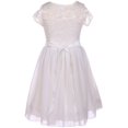 thumbnail image 2 of Little Girls Lovely Floral Lace Chiffon Sparkling Rhinestone Flower Girl Dress Off White 2 (J20KS53), 2 of 2