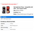 thumbnail image 2 of Tail Light Set 2 Piece - Compatible with 2007 - 2013 Toyota Tundra 2008 2009 2010 2011 2012, 2 of 2