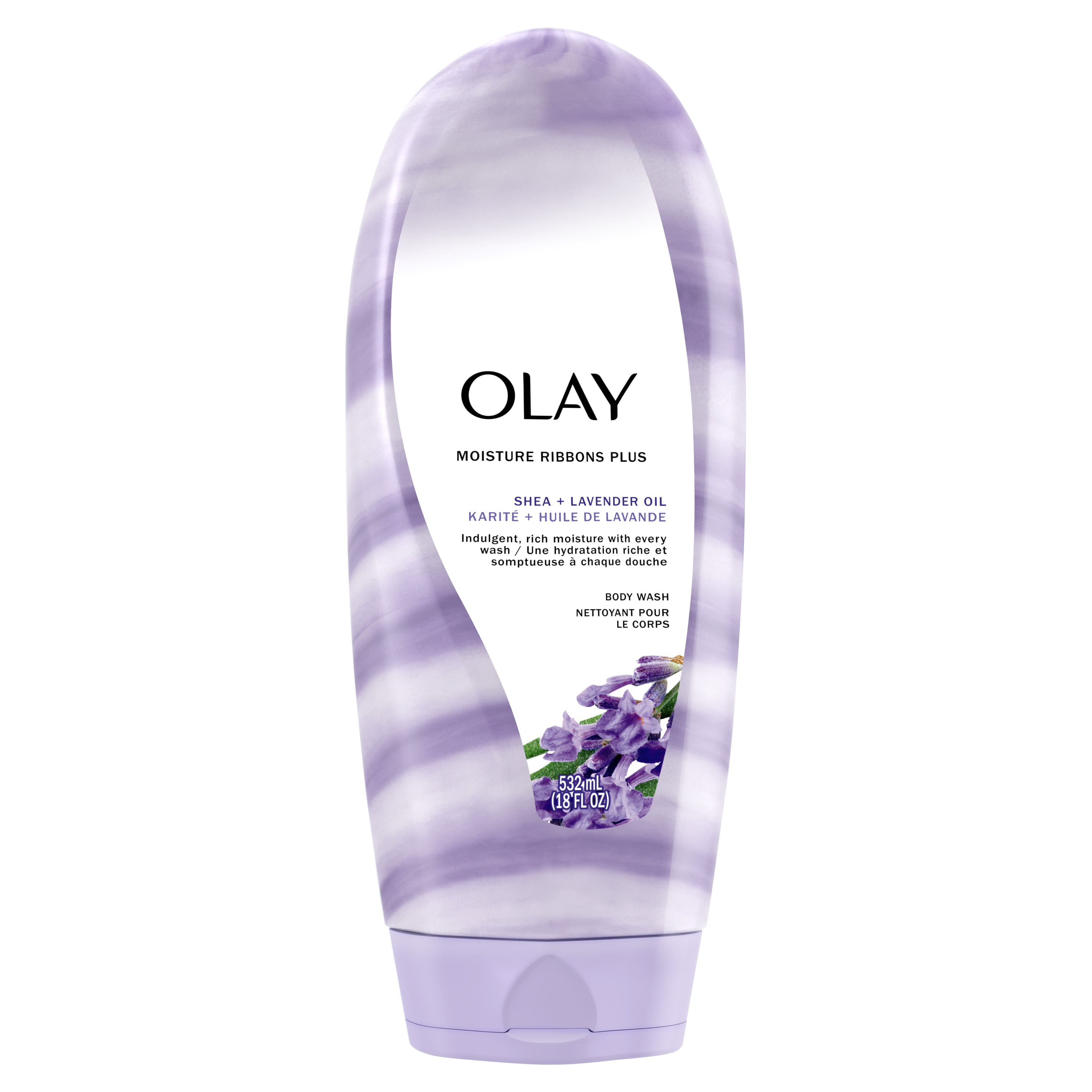 Olay Moisture Ribbons Plus Shea + Lavender Oil Body Wash, 18 oz