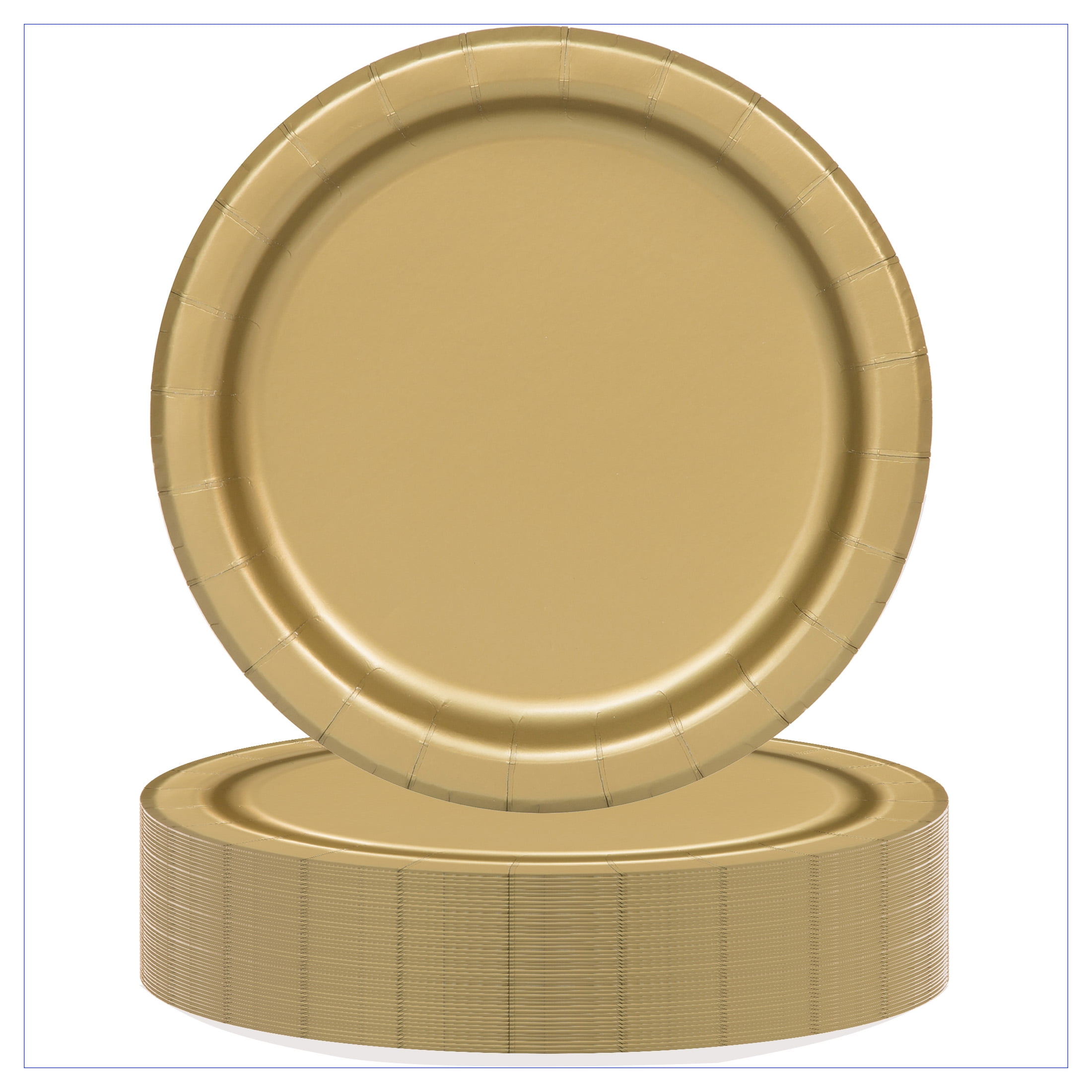 (4 pack) Disposable Paper Plates, 9", Gold, 55 Count, by Way To Celebrate