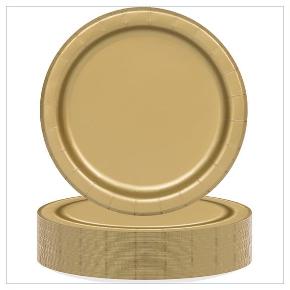 55 Count 9IN Gold Paper Dinner Plates by Way To Celebrate