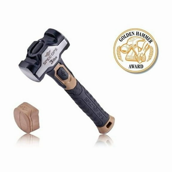 Spec OPS Tools SPEC-M-DRILL3-S Sledge Drilling 3 lbs Hammer with Soft Mallet Cap, Flat Dark Earth & Black