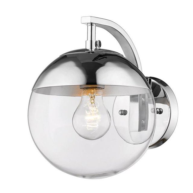 Golden Lighting 3219-1W CH-CH 1 Light Wall Sconce, Chrome