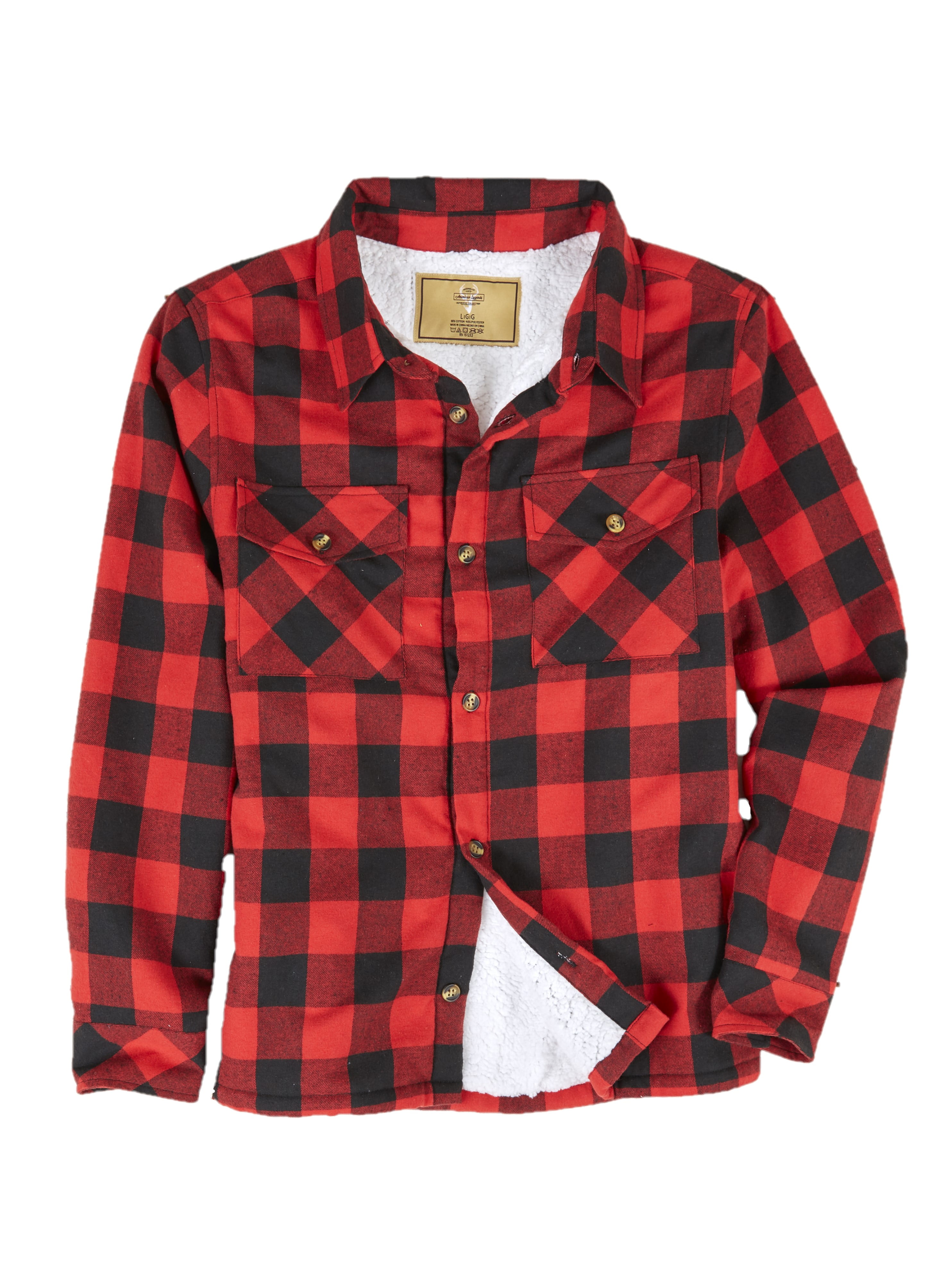 Sherpa Lined Button-Up Flannel Shirt 