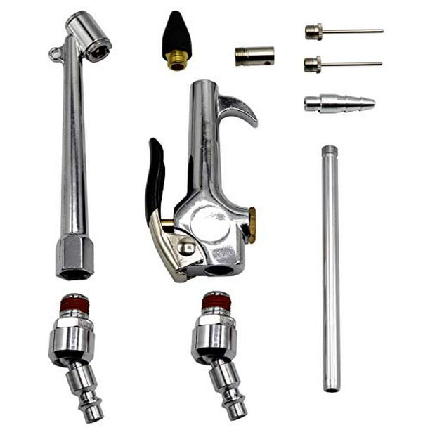 Yotoo Heavy Duty Air Compressor Accessories 10 Pieces Air Blow Gun Kit With 6 Interchangeable Nozzles 2 Swivel Air Fittings And Dual Head Air Chuck Walmart Com Walmart Com