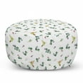 thumbnail image 1 of Hummingbird Pouf Cover with Zipper, Vernal Eucalyptus Leaves Flowers Flying Birds Isolated Repeating Pattern, Soft Decorative Fabric Unstuffed Case, 30" W X 17.3" L, White Multicolor, by Ambesonne, 1 of 5
