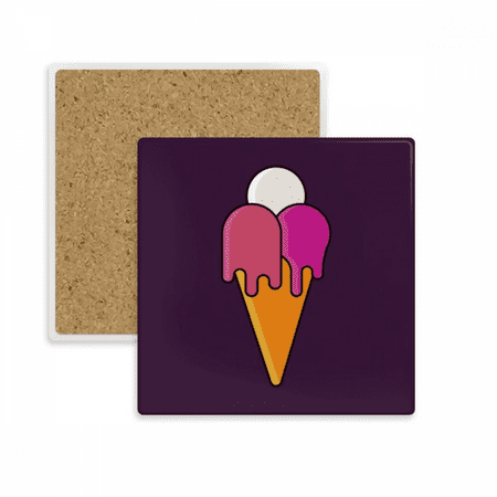 

White Red Melt Sweet Ice Cone Pattern Square Coaster Cup Mat Mug Subplate Holder Insulation Stone