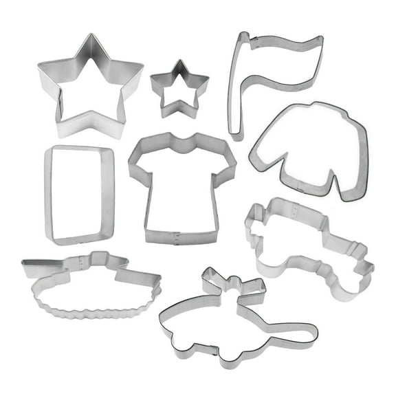 Army Military 9 Piece Cookie Cutter Set - Tank, Truck, Star, Flag Cookie Cutters - The Cookie Cutter Shop - Tin Plate Steel