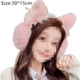 thumbnail image 2 of Orejeras mullidas para clima frío para mujer, diadema cálida para invierno, calentadores de orejas holgados y bonitos, color caqui, 2 of 5
