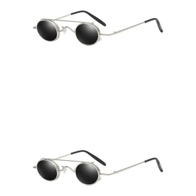 ZheElen Punk Rock Fashion-Proof pour Hommes et Femmes Lunettes de Protection Rondes UV400 C2 2Set