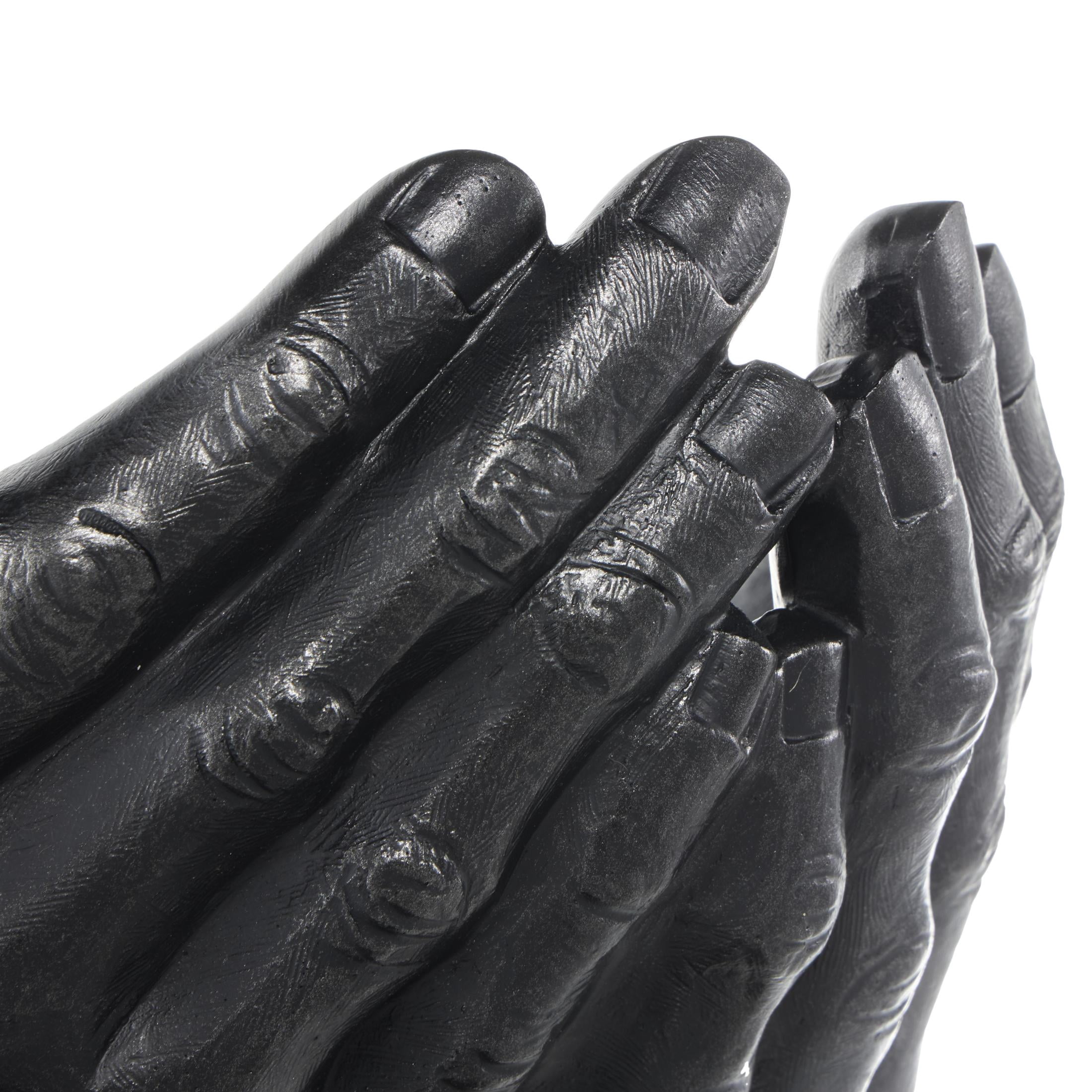 10" x 15" Black Polystone Open Hands Sculpture, by DecMode