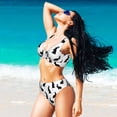 thumbnail image 6 of Kdxio Black Rabbit Print Women's 2 Piece High Waisted Wrap Spaghetti Strap Summer Swimsuit Bikini Set-, 6 of 7