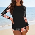 thumbnail image 7 of Erwazi 2 Piece Tankini Swimsuits for Women Crew Neck Long Sleeve Printed Modest Swim Set Swim Top Botleg Bottom Suit Set, 7 of 7
