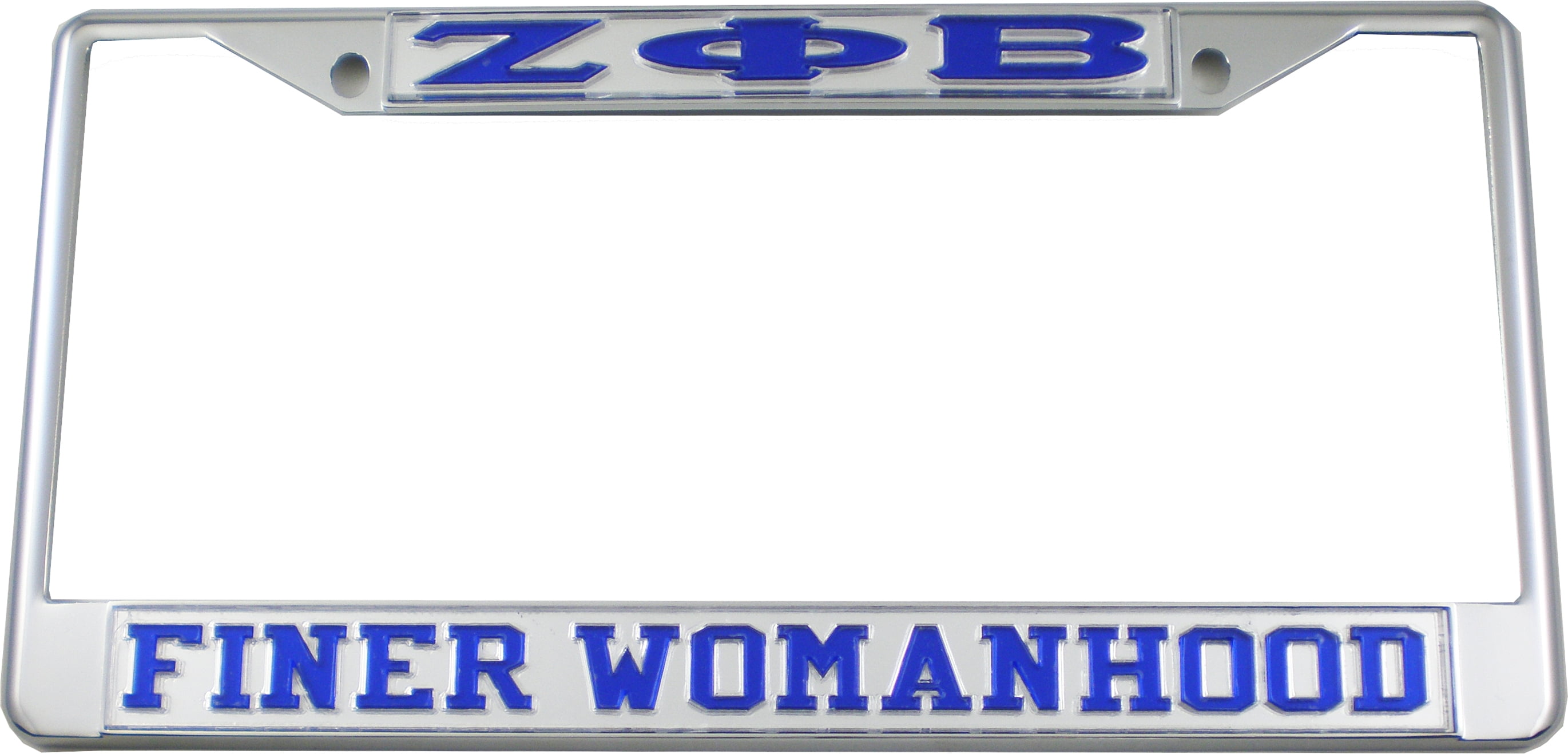 Zeta Phi Beta Sorority Finer Womanhood License Plate Frame Blue/Silver-New! 