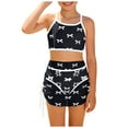 thumbnail image 4 of NIEWTR Fashionable And Cute Girls Swimsuit With Bow Print Two Piece Swimsuit Set Swimwear Beach Bathing Suit for Summer Vacation 8Y Black, 4 of 6