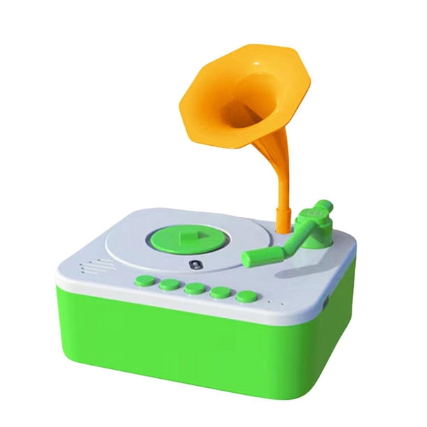 Wartleves Gramófono para niños con 96 tarjetas, reproductor de música y cuentos para niños, tocadiscos fonógrafo para niños, máquina de contar cuentos, reproductor de música para niños pequeños, jugue