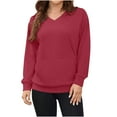 thumbnail image 3 of qolati Womens Sweatshirt Casual Fall V Neck Long Sleeve Hoodless Pullover Tops Oversized Basic T Shirts Fall Sweater with Pockets, 3 of 7
