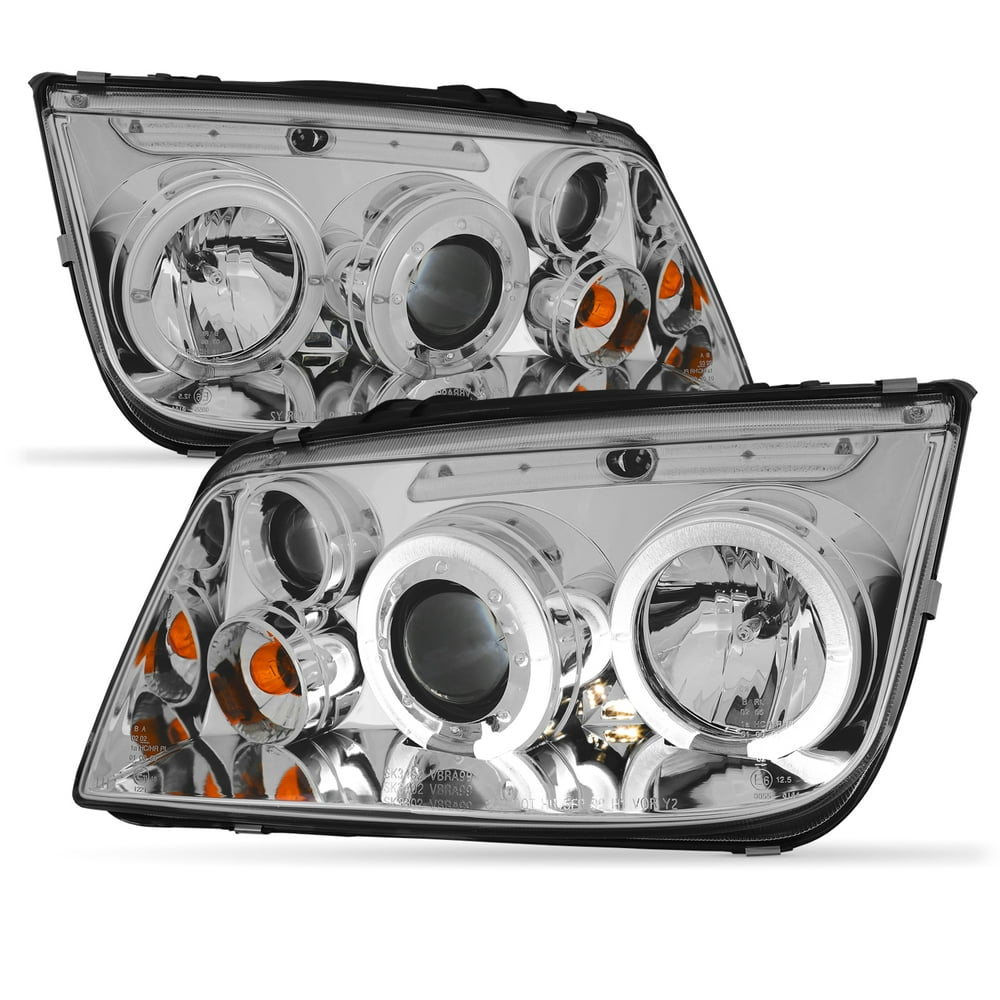 Fits 9905 Vw Jetta Bora Mk4 Chrome Dual Halo Projector LED Headlights