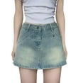 thumbnail image 2 of Njagoc3 Womens Distressed Denim Mini Skirt - Vintage Washed for Summer Fashion Outings, 2 of 6